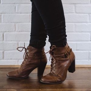 Heeled lace up booties